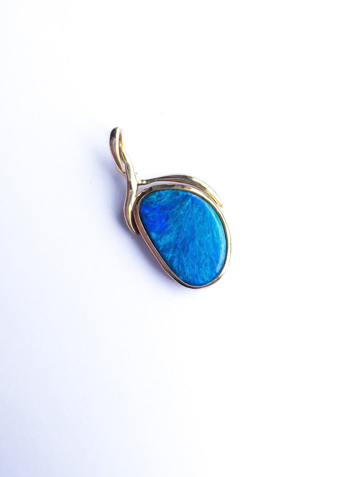 14k Yellow gold and Blue Opal pendant