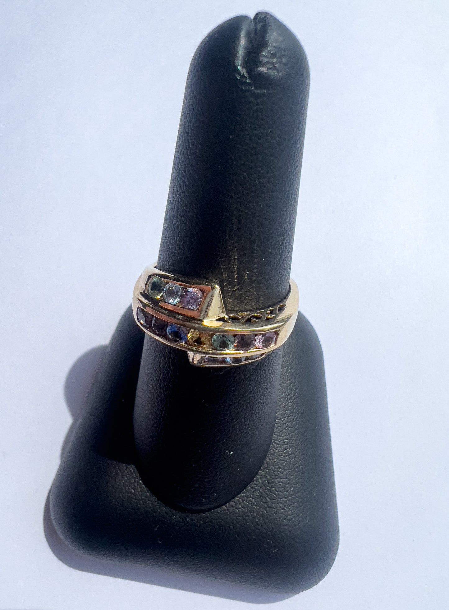 14k yellow gold and genuine colored stone ring