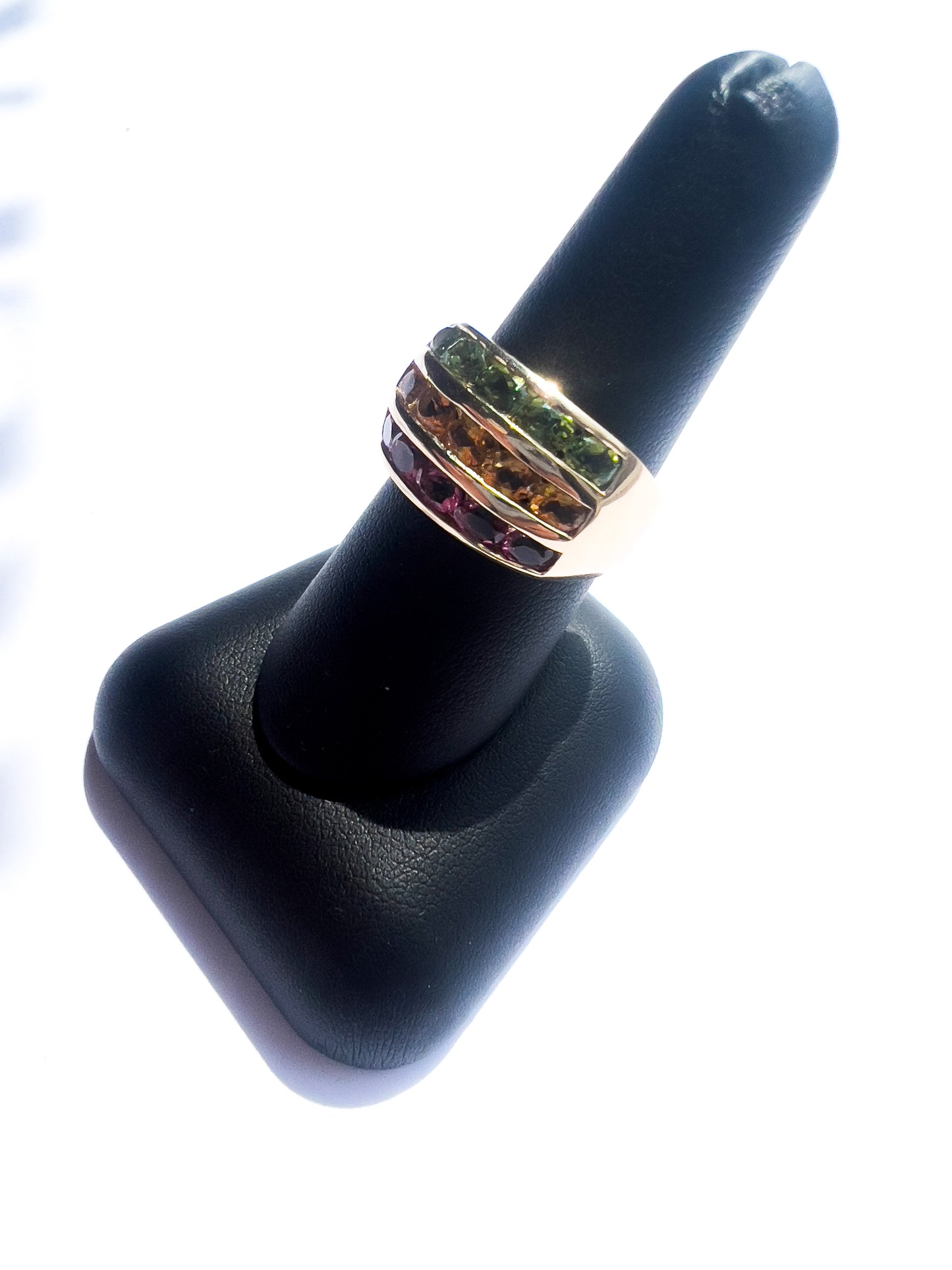14k yellow gold and genuine colored stone ring
