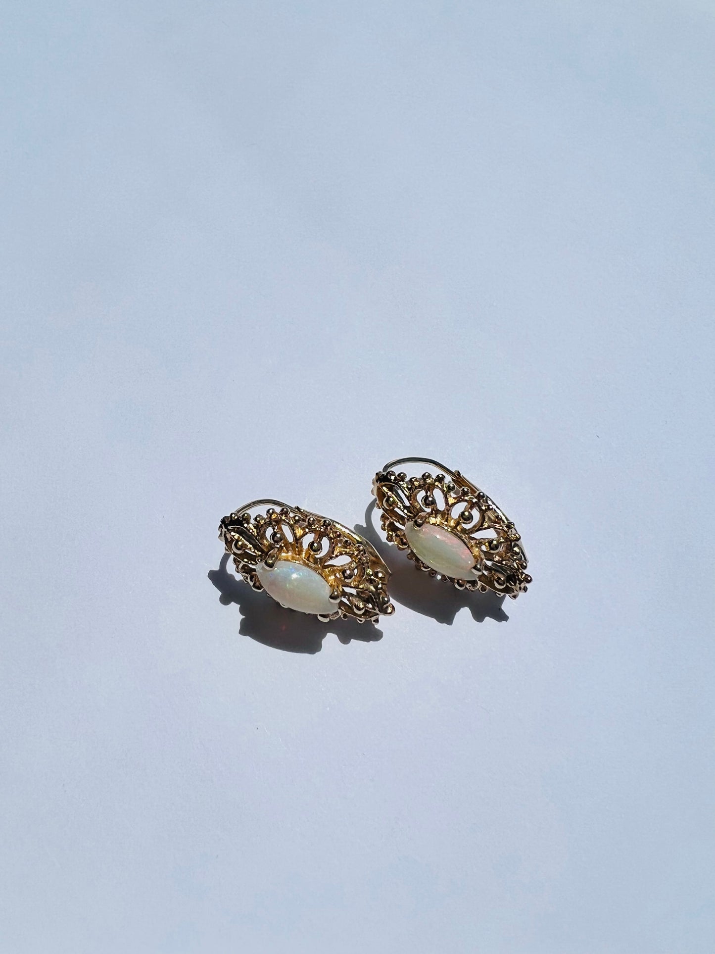 Vintage 14K Yellow Opal Earrings