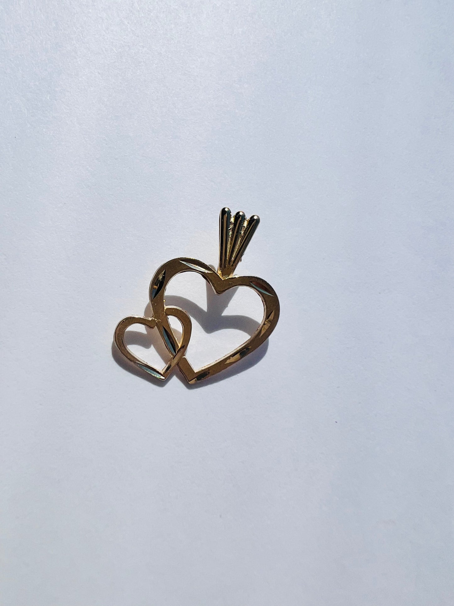 14K Yellow Two Hearts Charm