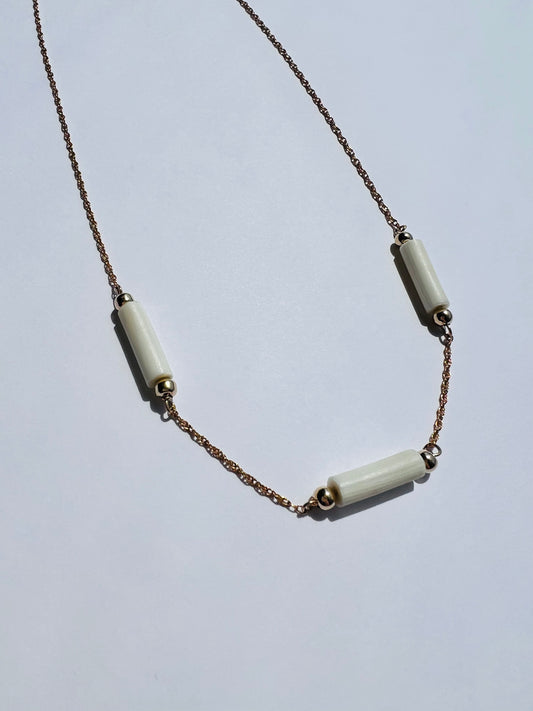 14K White Bead Necklace