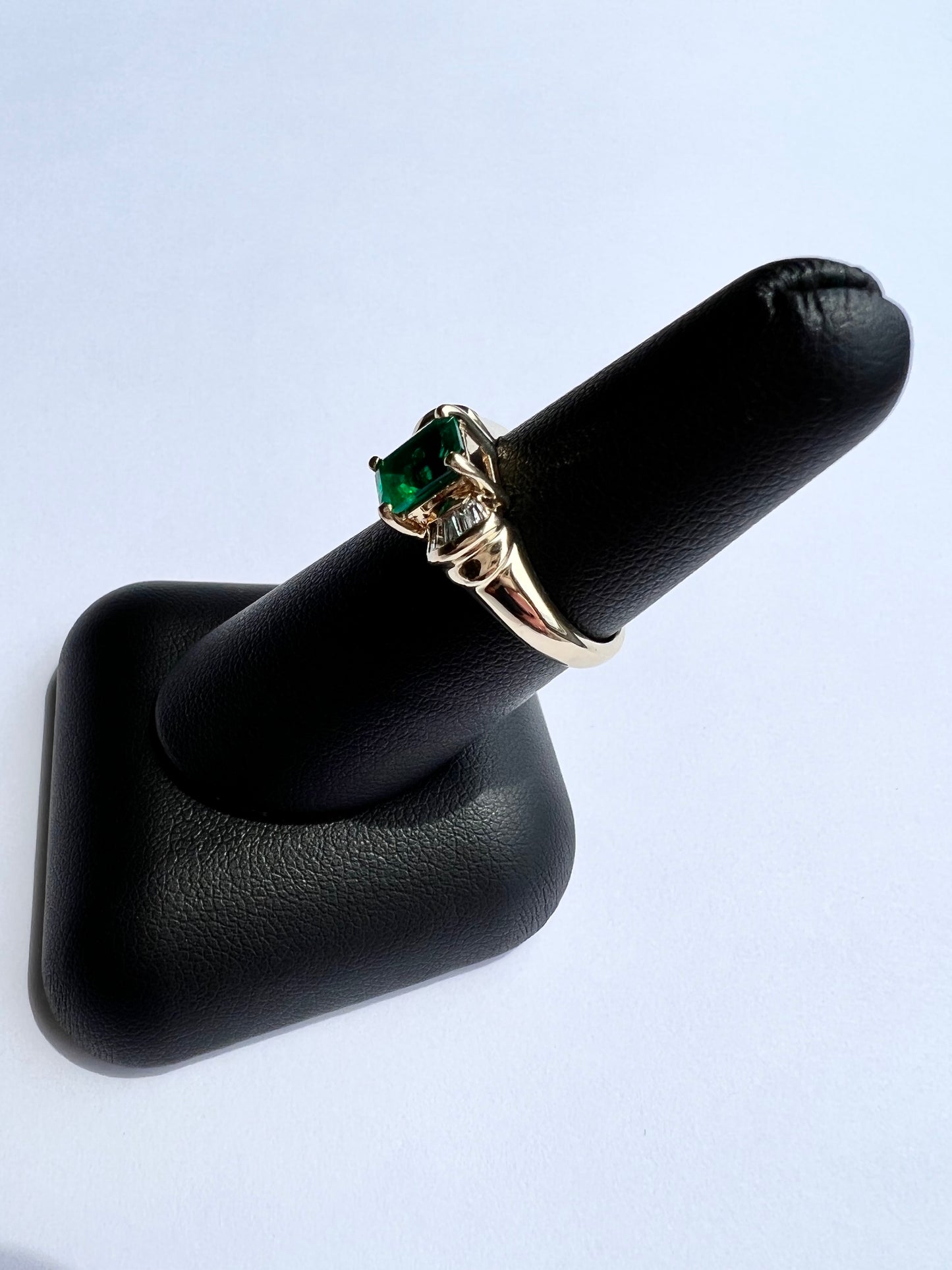 10K Yellow CR Emerald & Diamond Ring