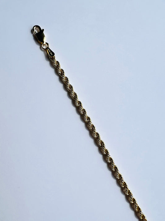 14K Solid Yellow Gold Rope Chain