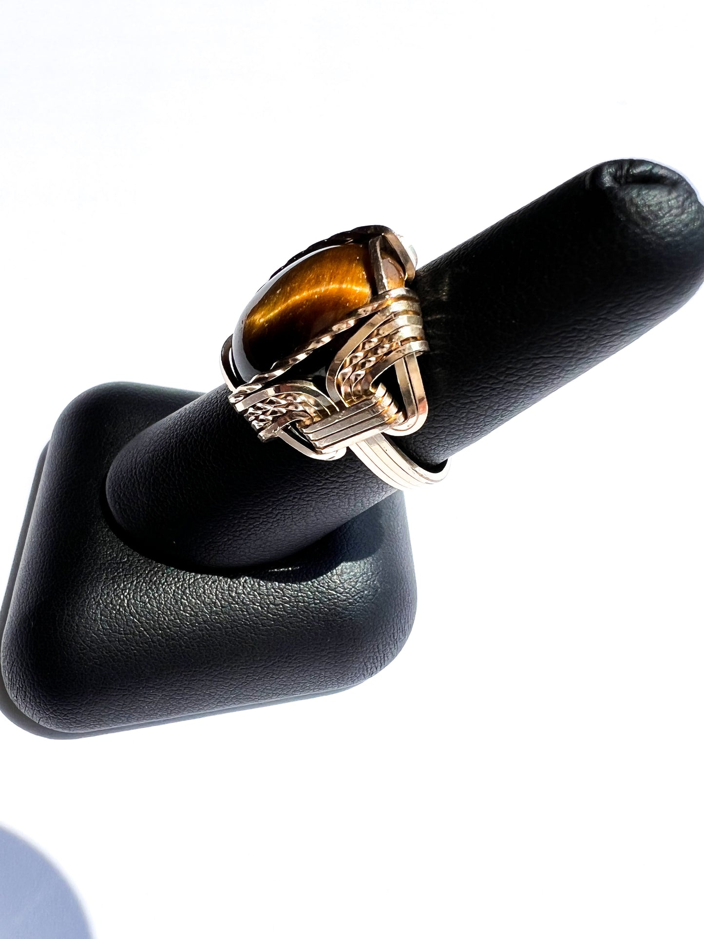 Handcrafted Yellow Gold Tiger Eye Ring