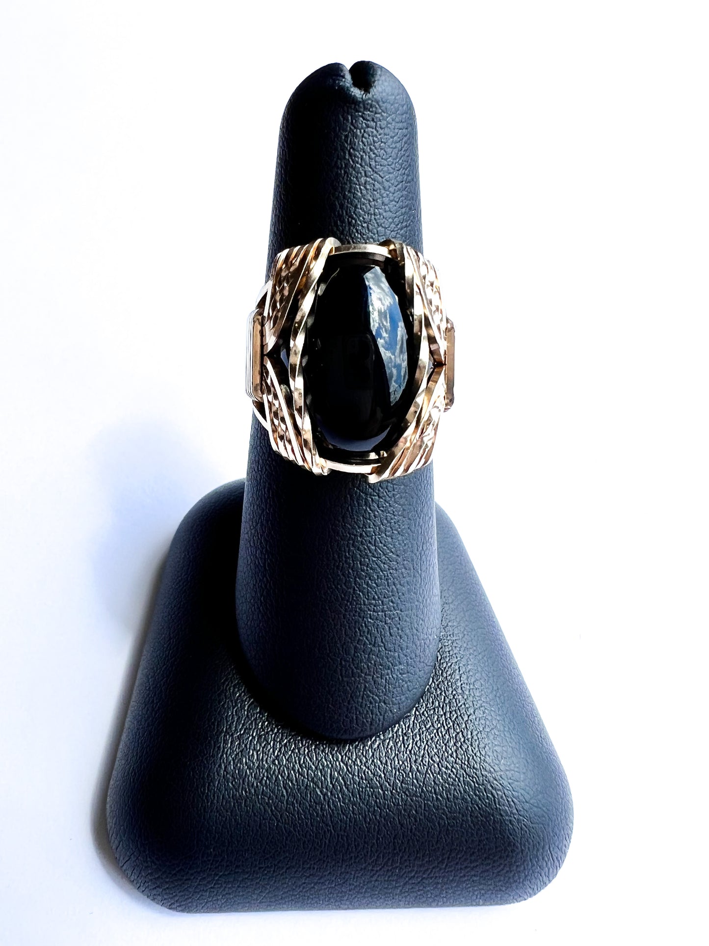Handcrafted Yellow Gold Black Onyx Ring