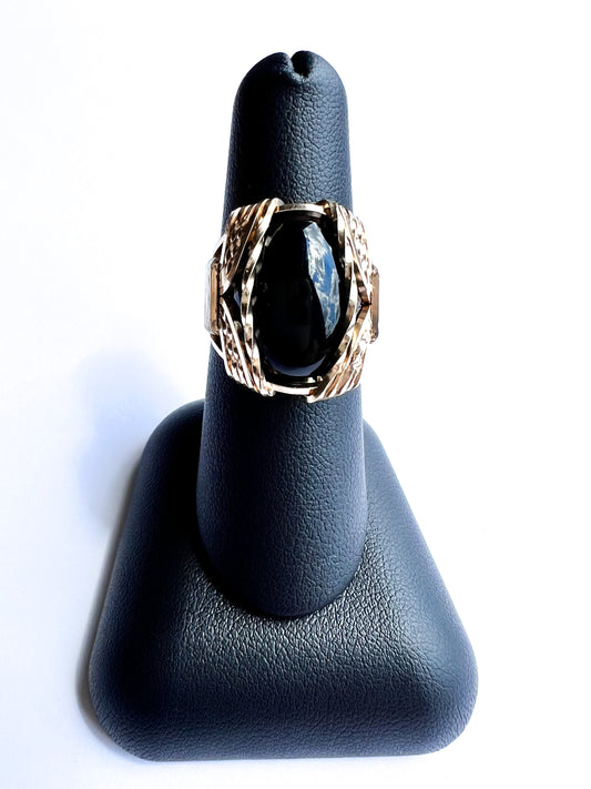 Handcrafted Yellow Gold Black Onyx Ring