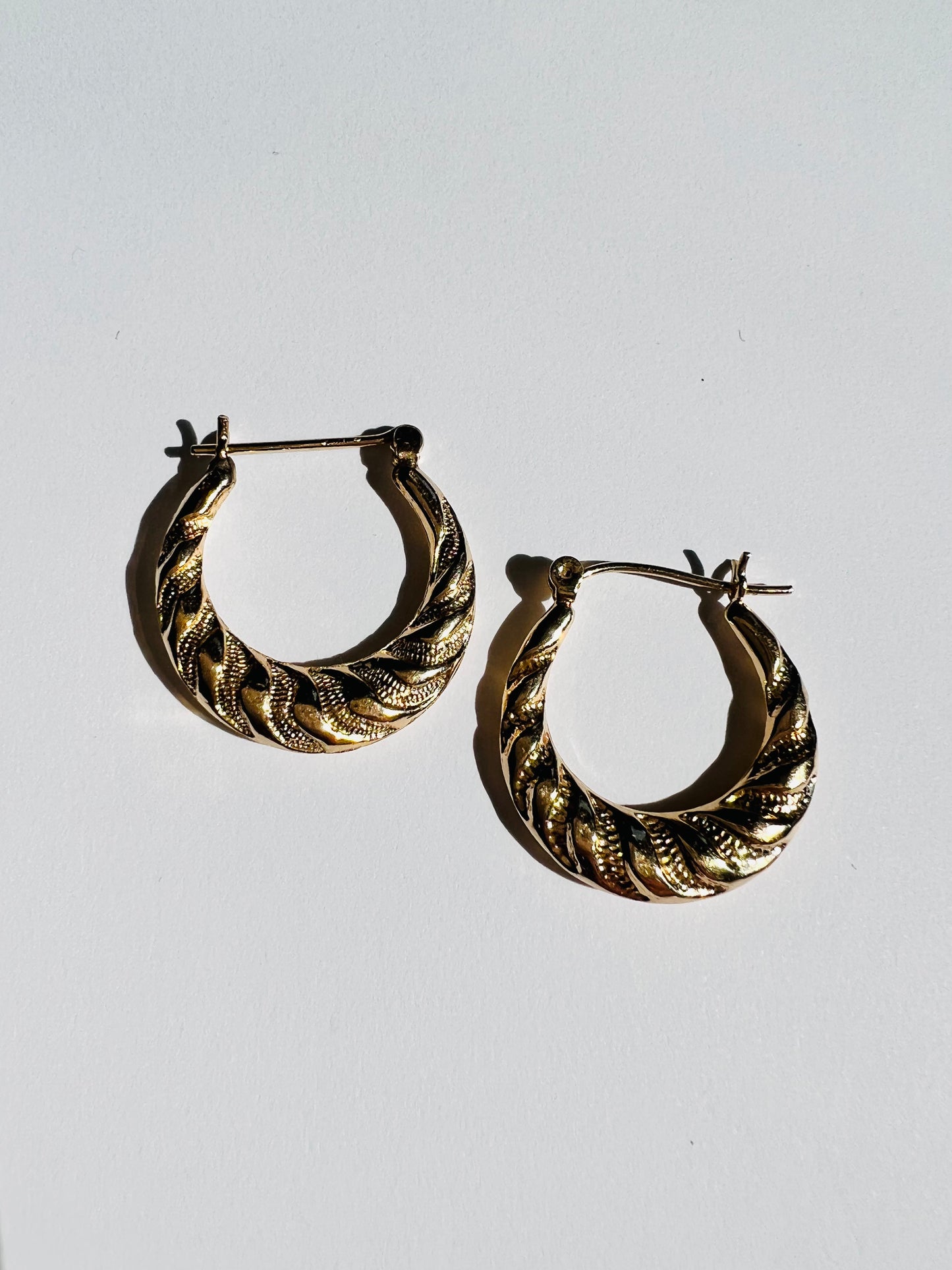 14K Pattern Hoop Earrings