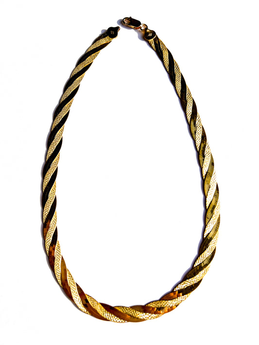 14K Yellow Gold Twisted Herringbone Necklace