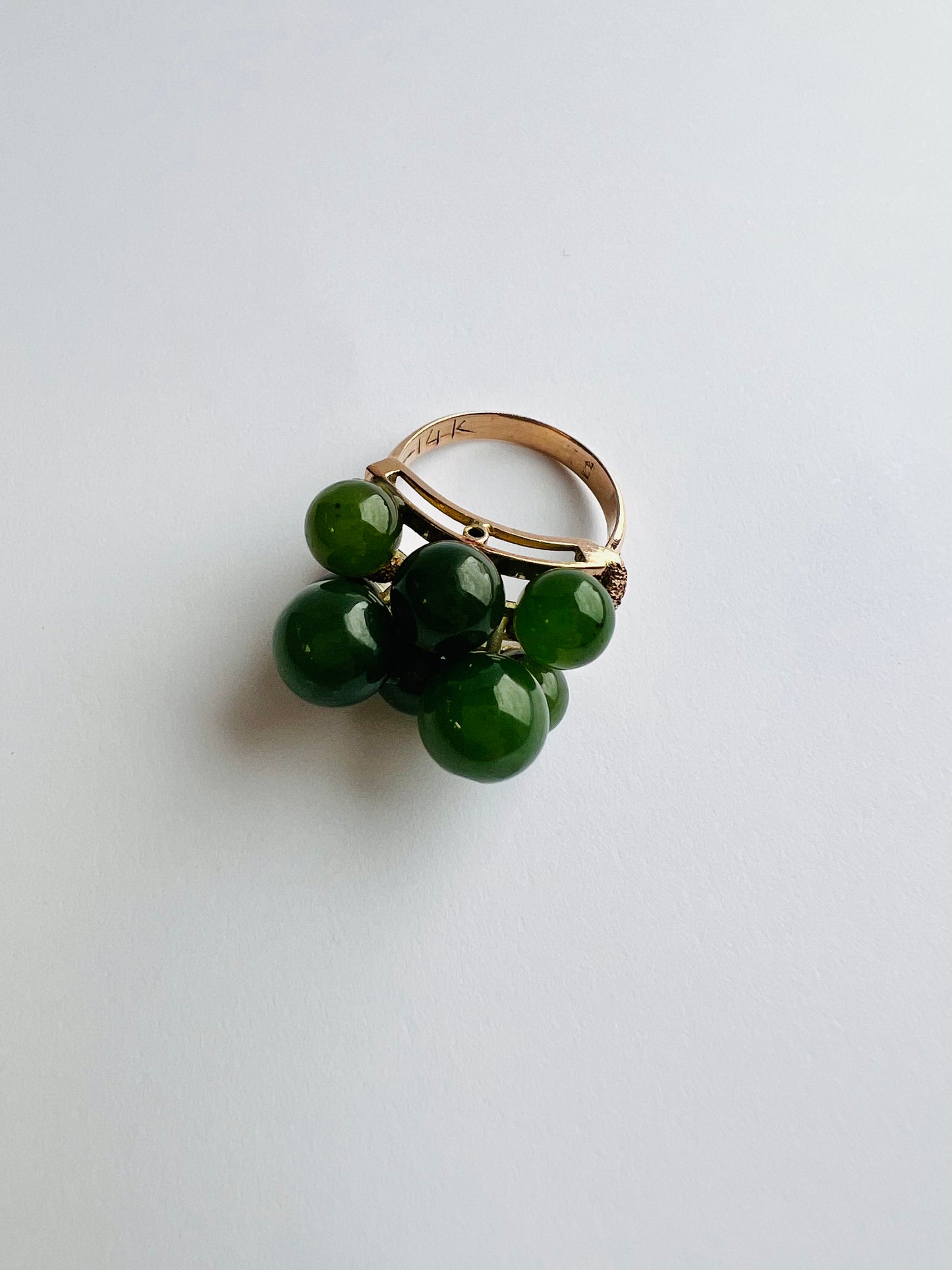 14K Antique Gold Jade Ring