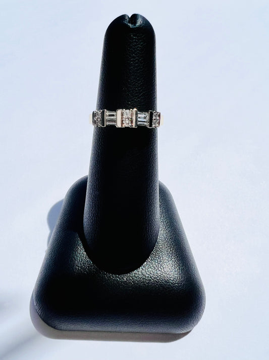 14K Two Toned Diamond Ring- Round & Baguette