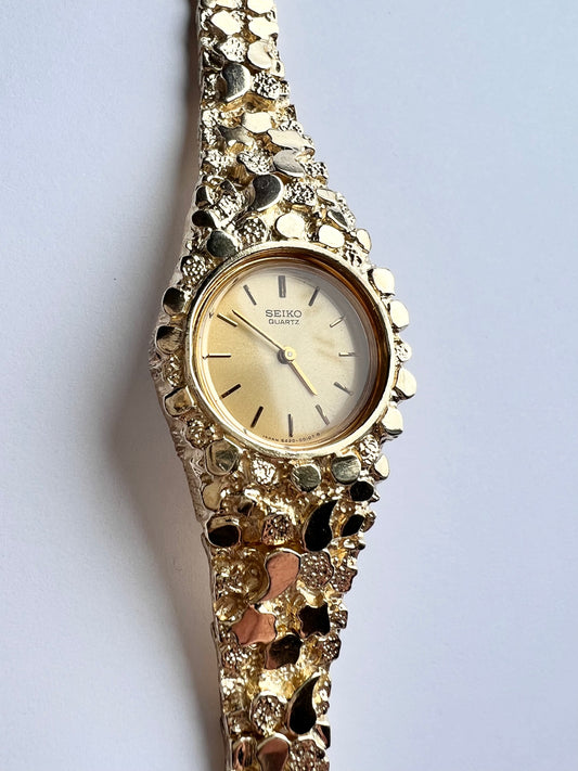 14K Solid Gold Nugget Seiko Watch