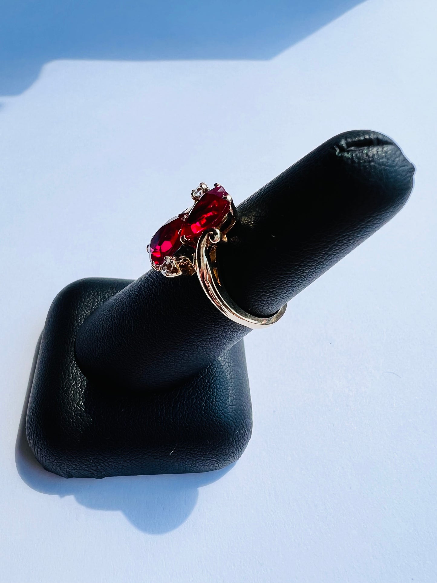 10K Yellow CR Ruby Hearts Ring